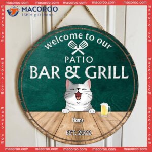 Patio Bar & Grill Welcome Wooden Signss, Gifts For Pet Lovers, Couple Of Spatula Custom Signs