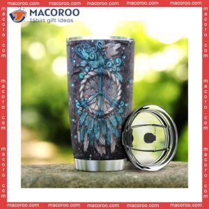 Peace Dreamcatcher Wood Stainless Steel Tumbler