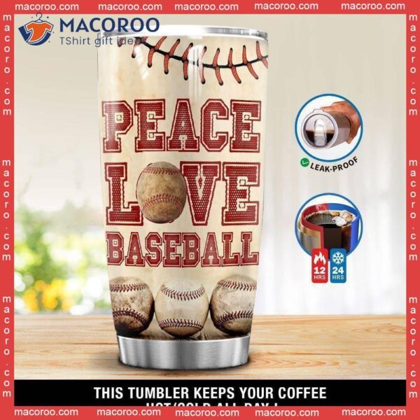 Peace Love Baseball Stainless Steel Tumbler