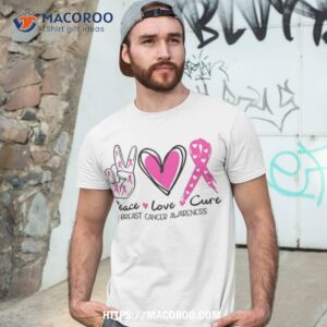 peace love cure pink ribbon breast cancer awareness shirt father s day gift basket tshirt 3