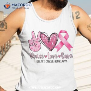 peace love cure pink ribbon breast cancer awareness shirt good gift ideas for dad tank top 3