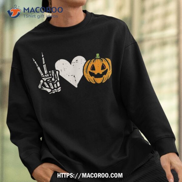 Peace Love Pumpkin Skeleton Halloween Costume For Shirt