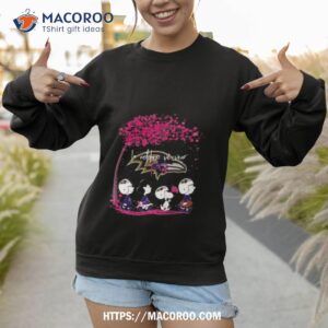 peanuts characters baltimore ravens in october we wear pink fall shirt sweatshirt