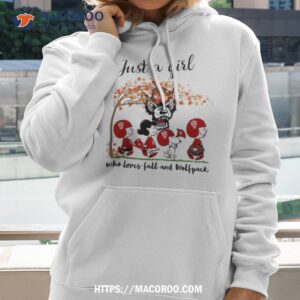 peanuts just a girl who loves fall and wolfpack peanuts cartoon halloween shirt hoodie