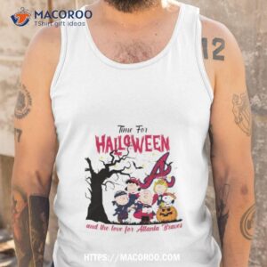 peanuts time for halloween and the love for atlanta braves shirt tank top