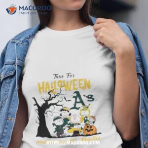 Peanuts Time For Halloween And The Love For Oakland Athletics Logo 2023 Shirt