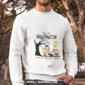 peanuts time for halloween and the love for san diego padres logo 2023 shirt sweatshirt