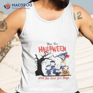 peanuts time for halloween and the love for toronto blue jays logo 2023 shirt tank top 3