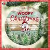 Personalised Woofy Christmas Old Wooden Circle Ceramic Ornament, Personalized Dog Lovers Decorative Ornament