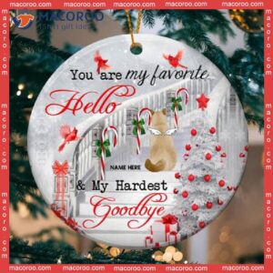 Personalized Angel Cat Lovers Decorative Christmas Ornament,you Are My Hardest Goodbye Circle Ceramic Ornament