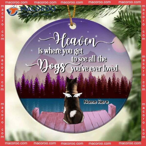 Personalized Angel Dog Christmas Ornament,where You Get To See All The You’ve Ever Loved Circle Ceramic Ornament