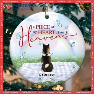Personalized Angel Dog Decorative Christmas Ornament,a Piece Of My Heart Lives In Heavens Circle Ceramic Ornament