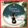 Personalized Angel Dog Decorative Christmas Ornament,forever In Our Heart Dark Green Wooden Circle Ceramic Ornament