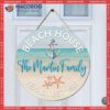 Personalized Beach Home Sign, House Door Custom Housewarming Gift, Coastal Wood Hanger