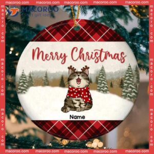 Personalized Cat Breeds Circle Ceramic Ornament,merry Christmas, Plaid Bauble, Xmas Gifts For Lovers