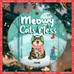Personalized Cat Breeds Ornament,meowy Cats Mess, Winter Bauble, Ceramic Christmas Ornament