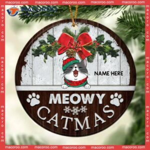 Personalized Cat Breeds Ornament, Xmas Gifts For Lovers,meowy Catmas, Floral Circle Ceramic Ornament