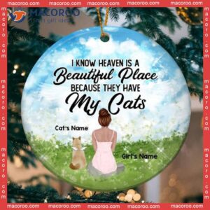 Personalized Cat Lovers Decorative Christmas Ornament,i Know Heaven Is A Beautiful Place Circle Ceramic Ornament