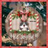 Personalized Cat Lovers Decorative Christmas Ornament,personalised Be Joyful Xmas Frame Wooden Circle Ceramic Ornament