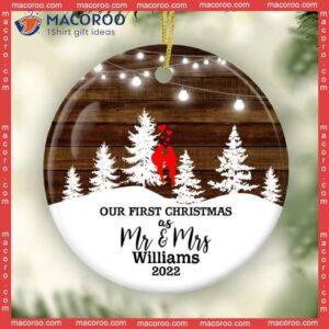 Personalized Christmas Ornament For Newlyweds,2021 Our First As Mr And Mrs Ornament, Wedding Gift, Couple Birds Married