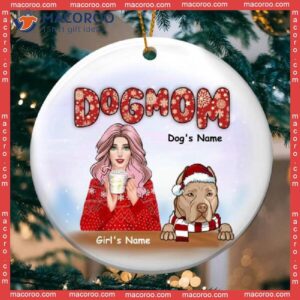 Personalized Dog Christmas Ornament, Winter Girl And Dogs,dog Mom