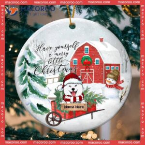 Personalized Dog Lovers Decorative Christmas Ornament,have Yourself A Merry Little Xmas Circle Ceramic Ornament