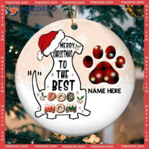 Personalized Dog Lovers Decorative Christmas Ornament,merry To The Best Mom Circle Ceramic Ornament