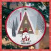 Personalized Dog Lovers Decorative Christmas Ornament,personalised Front House Snowy Circle Ceramic Ornament