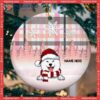 Personalized Dog Lovers Decorative Christmas Ornament,personalised In Snow Pink Plaid Circle Ceramic Ornament
