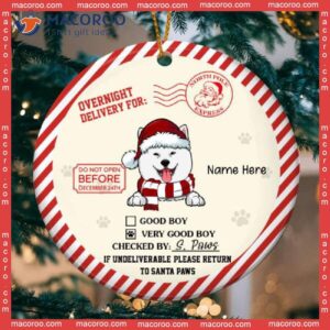 Personalized Dog Lovers Decorative Christmas Ornament, Santa Gift To Dog,overnight Delivery For Circle Ceramic Ornament