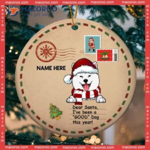 Personalized Dog Lovers Decorative Christmas Ornament,we’ve Been Good Dogs Letter Background Circle Ceramic Ornament