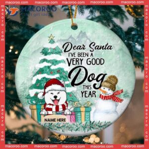 Personalized Dog Lovers Decorative Christmas Ornament,we’ve Been Very Good Dogs This Year Mint Circle Ceramic Ornament