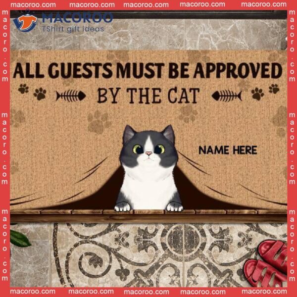 Personalized Doormat, All Guests Must Be Approved By The Cats Funny Welcome Mat, Gifts For Cat Lovers
