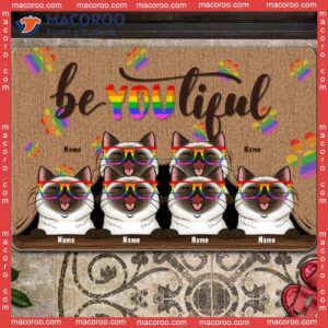 Personalized Doormat, Beyoutiful Lgbt Pride Outdoor Door Mat, Gifts For Cat Lovers