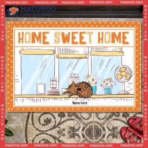 Personalized Doormat, Gifts For Cat Lovers, Home Sweet Polka Dots Front Door Mat