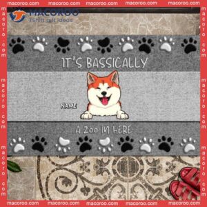 Personalized Doormat, Gifts For Dog Lovers, It’s Basically A Zoo In Here Gray Front Door Mat