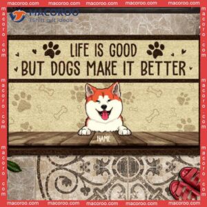 Personalized Doormat, Gifts For Dog Lovers, Life Is Good But Dogs Make It Better Front Door Mat