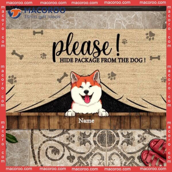 Personalized Doormat, Gifts For Dog Lovers, Please Hide Package From The Dogs Outdoor Door Mat