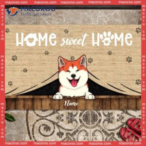 Personalized Doormat, Home Sweet Pet Peeking From Curtain Front Door Mat, Gifts For Lovers