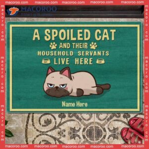 Personalized Doormat, Spoiled Cats And Their Household Servants Live Here, Gifts For Cat Lovers