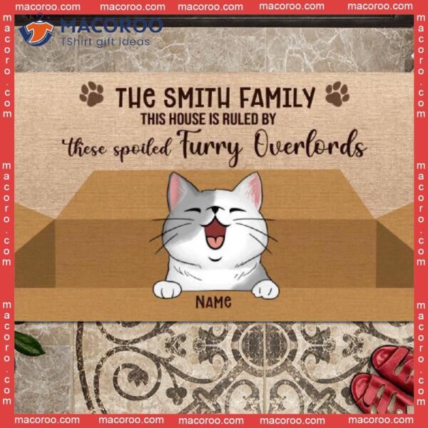 Personalized Doormat, This House Is Ruled By These Spoiled Furry Overlords, Gifts For Cat Lovers