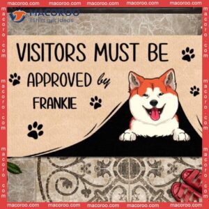 Personalized Doormat, Visitors Must Be Approved By My Dog Outdoor Door Mat, Gifts For Lovers