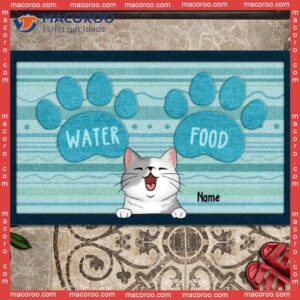 Personalized Doormat, Water Or Food Cat Choice Front Door Mat, Gifts For Lovers