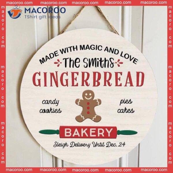 Personalized Family Name Sign, Christmas Bakery Made With Magic And Love,custom Gingerbread Home Wall Decor