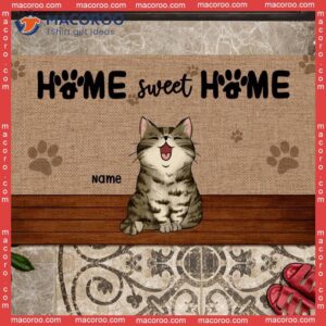 Personalized Housewarming Gifts, Custom Doormat, Gifts For Cat Lovers, Home Sweet Front Door Mat
