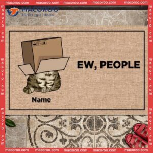 Personalized Housewarming Gifts, Ew People Shy Cat Front Door Mat, Custom Doormat, Gifts For Lovers