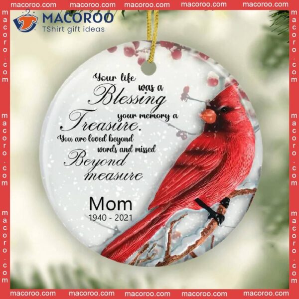 Personalized Memorial Ornament, Christmas Tree Decorations, Your Life Was A Blessing,cardinal Sympathy Gift