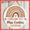 Personalized Teacher Wooden Signs, Gift, Boho Rainbow Door Hanger, Welcome Sign, Classroom Native American Decor