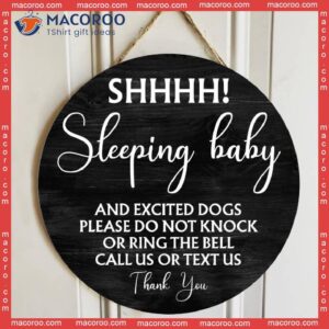 Personalized Wood Signs, Gifts For Dog Lovers, Shh Sleeping Baby And Excited Dogs Please Do Not Knock