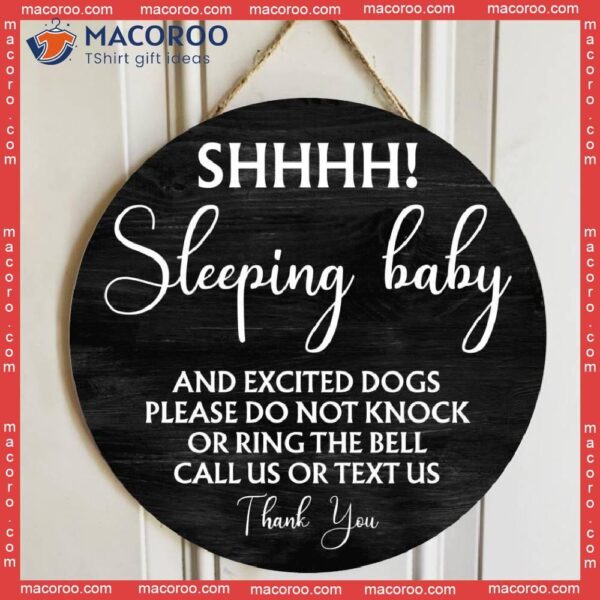 Personalized Wood Signs, Gifts For Dog Lovers, Shh Sleeping Baby And Excited Dogs Please Do Not Knock